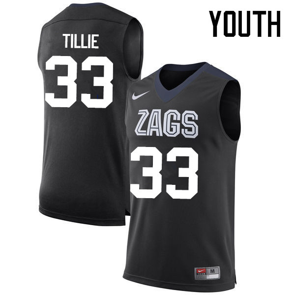 Youth #33 Killian Tillie Gonzaga Bulldogs College Basketball Jerseys-Black